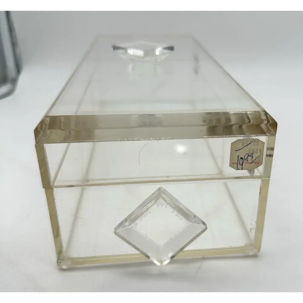 Vintage Lucite Acrylic Jewelry Box Divided Jewelry Organizer Heavy MCM